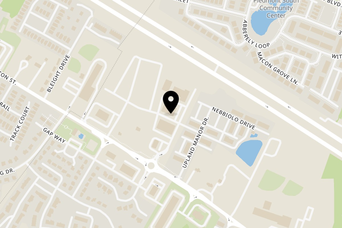 Map showing the location of Byblos Restaurant Gainesville on 6850 Piedmont Center Plaza in Gainesville